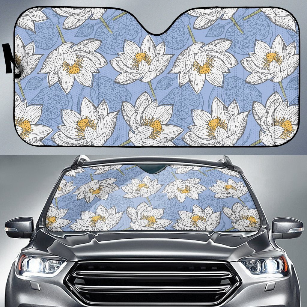 Lotus Pattern Print Car Sun Shade-grizzshop