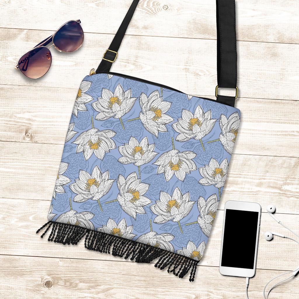 Lotus Pattern Print Crossbody Bags-grizzshop