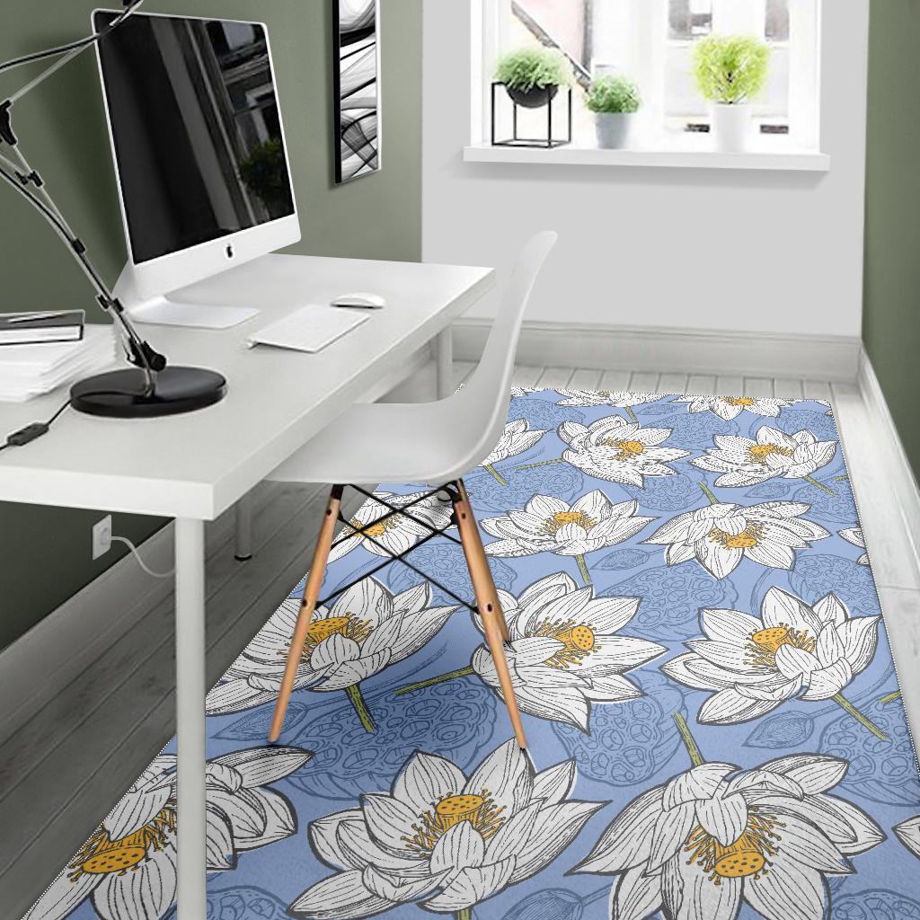 Lotus Pattern Print Floor Mat-grizzshop