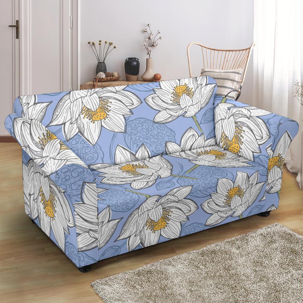 Lotus Pattern Print Loveseat Cover-grizzshop