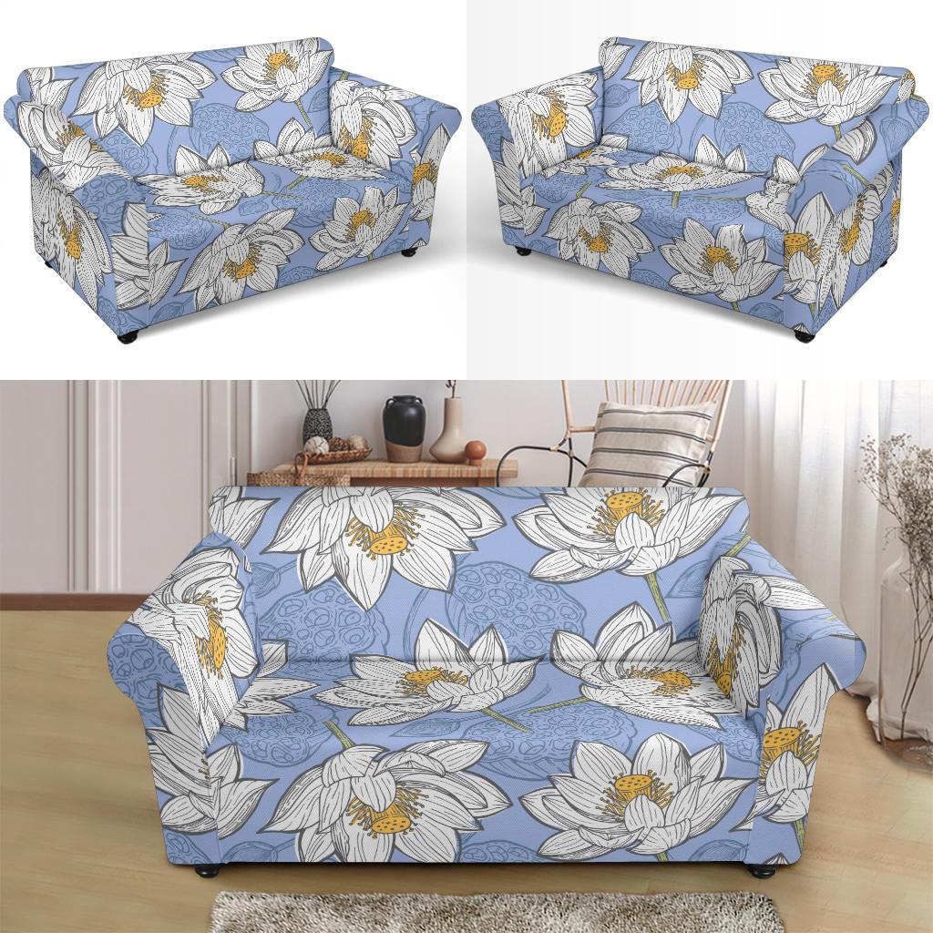 Lotus Pattern Print Loveseat Cover-grizzshop