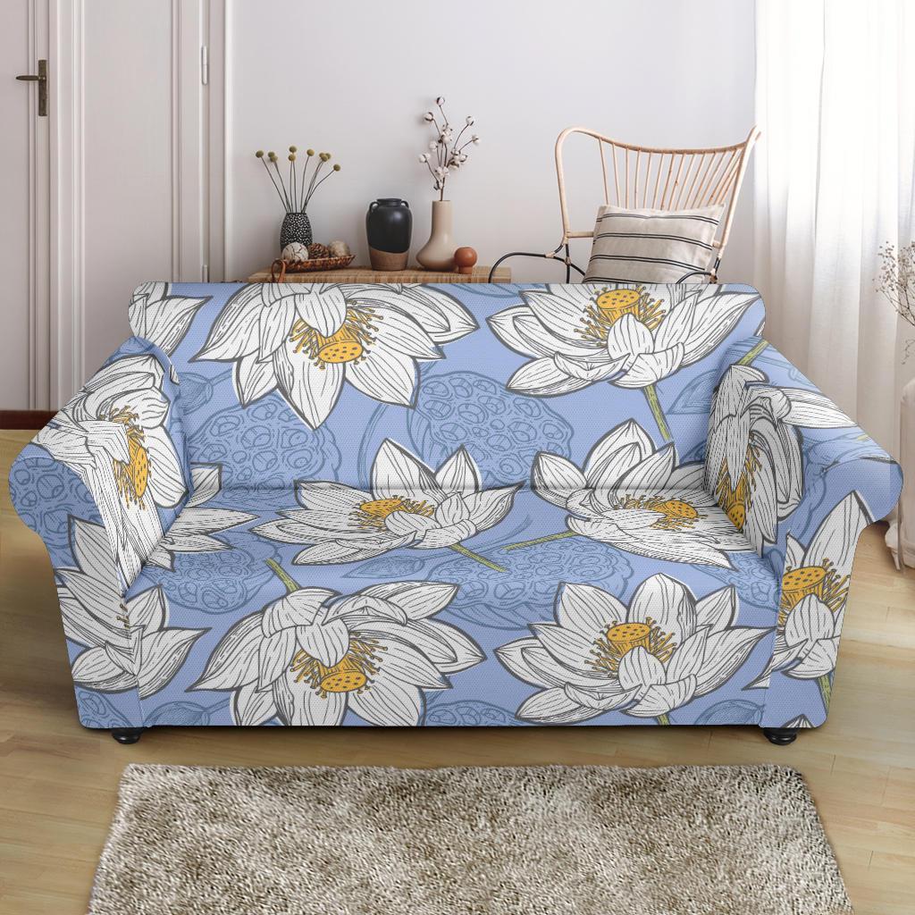 Lotus Pattern Print Loveseat Cover-grizzshop