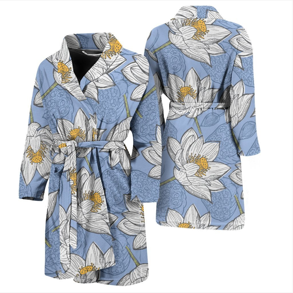 Lotus Pattern Print Men Long Robe-grizzshop