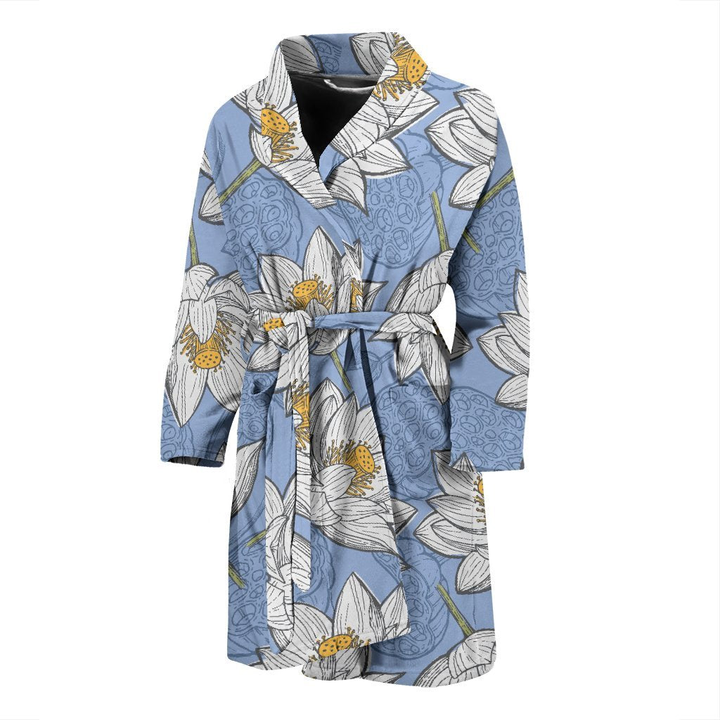 Lotus Pattern Print Men Long Robe-grizzshop