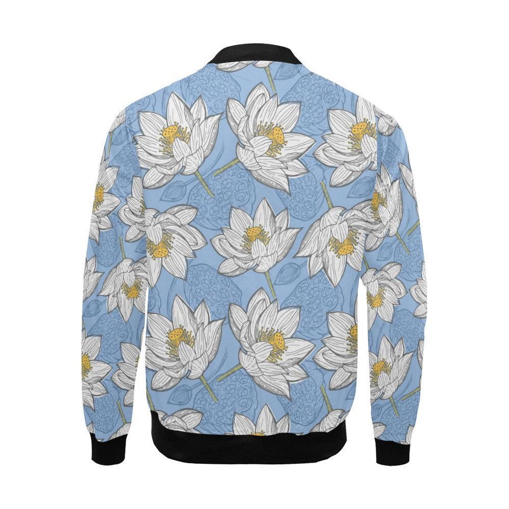 Lotus Pattern Print Men's Bomber Jacket-grizzshop