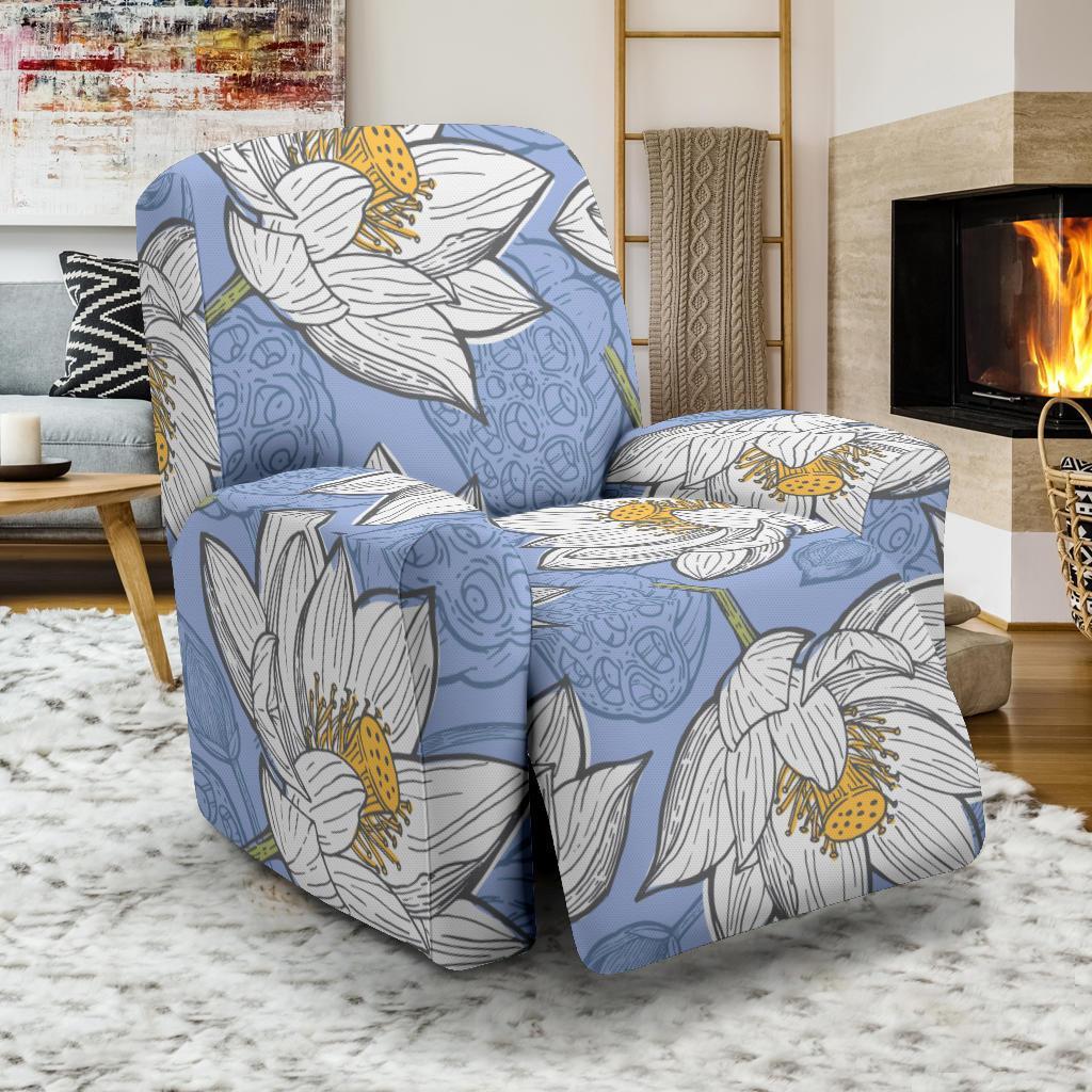 Lotus Pattern Print Recliner Cover-grizzshop