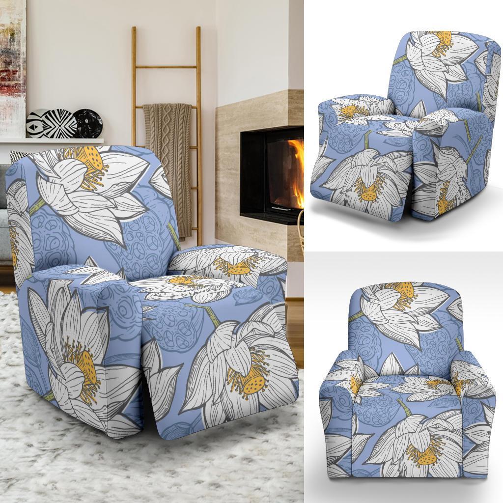 Lotus Pattern Print Recliner Cover-grizzshop