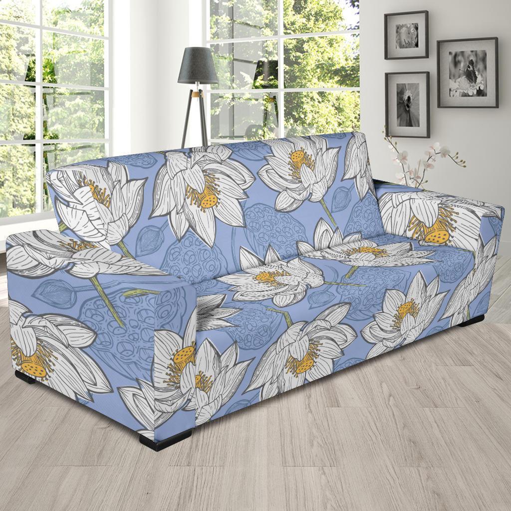 Lotus Pattern Print Sofa Covers-grizzshop