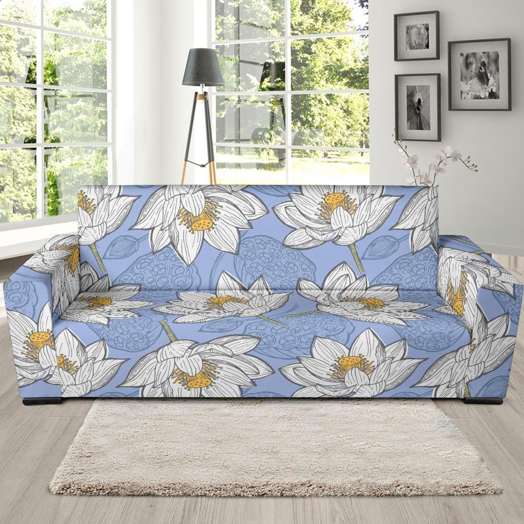 Lotus Pattern Print Sofa Covers-grizzshop