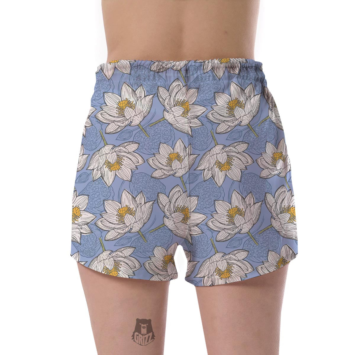 Lotus Pattern Print Women's Shorts-grizzshop