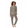 Lotus Pink Print Pattern Women's Pajamas-grizzshop