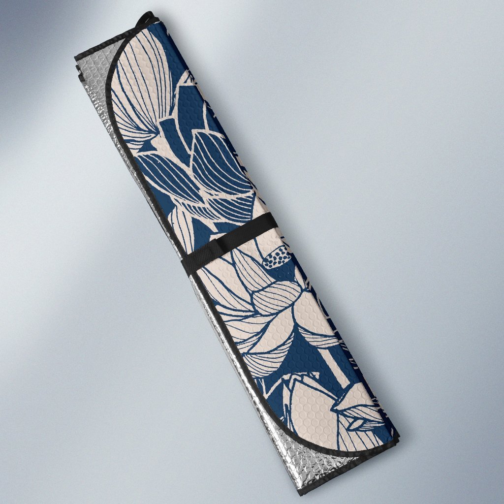 Lotus Print Pattern Car Sun Shade-grizzshop