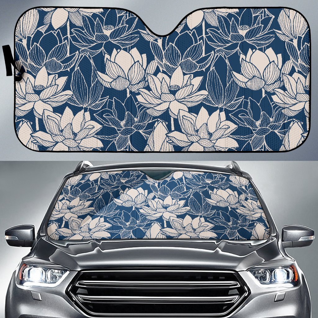 Lotus Print Pattern Car Sun Shade-grizzshop