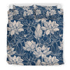 Lotus Print Pattern Duvet Cover Bedding Set-grizzshop