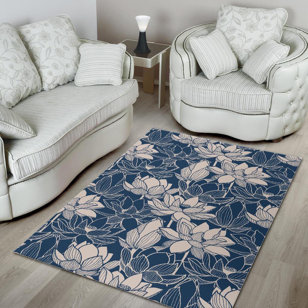 Lotus Print Pattern Floor Mat-grizzshop