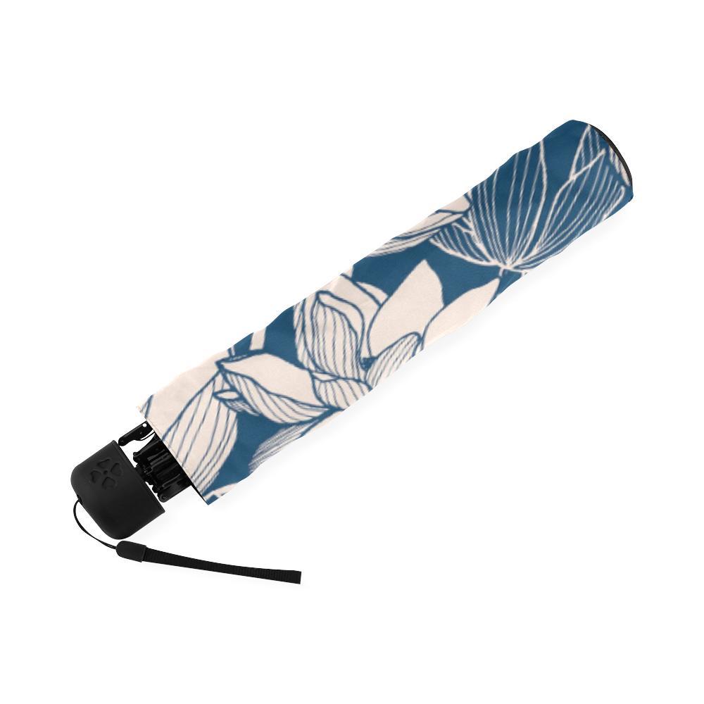 Lotus Print Pattern Foldable Umbrella-grizzshop