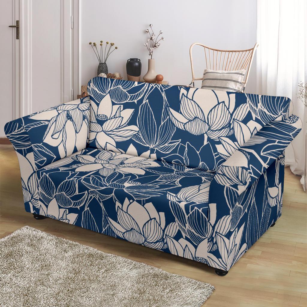 Lotus Print Pattern Loveseat Cover-grizzshop