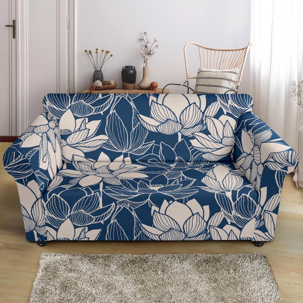 Lotus Print Pattern Loveseat Cover-grizzshop