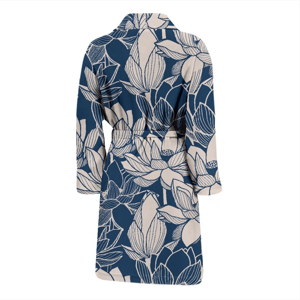 Lotus Print Pattern Men Long Robe-grizzshop