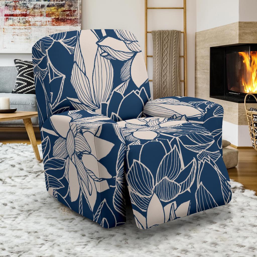 Lotus Print Pattern Recliner Cover-grizzshop