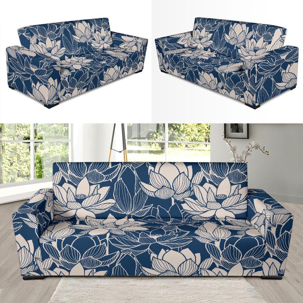 Lotus Print Pattern Sofa Covers-grizzshop