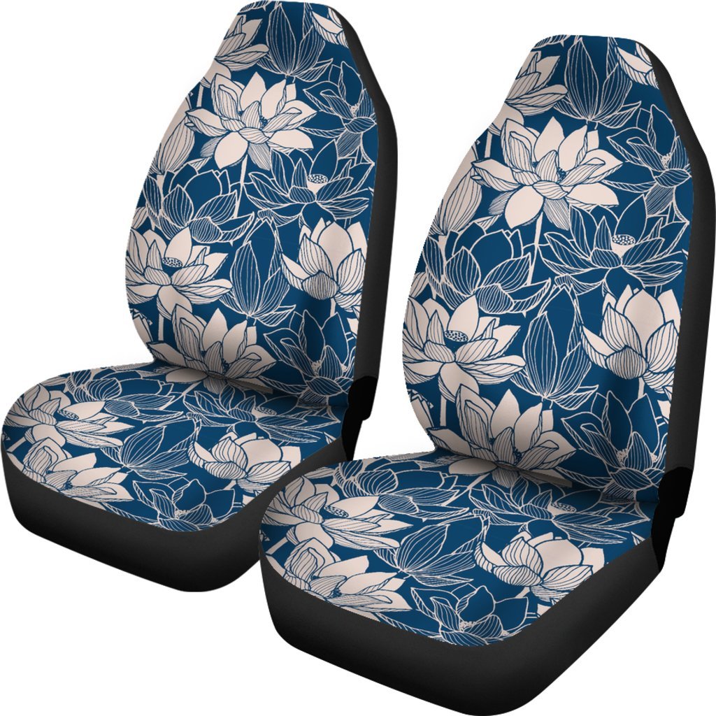 Lotus Print Pattern Universal Fit Car Seat Cover-grizzshop