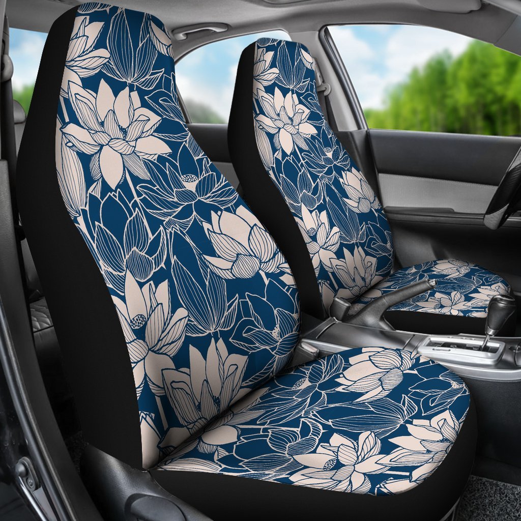 Lotus Print Pattern Universal Fit Car Seat Cover-grizzshop