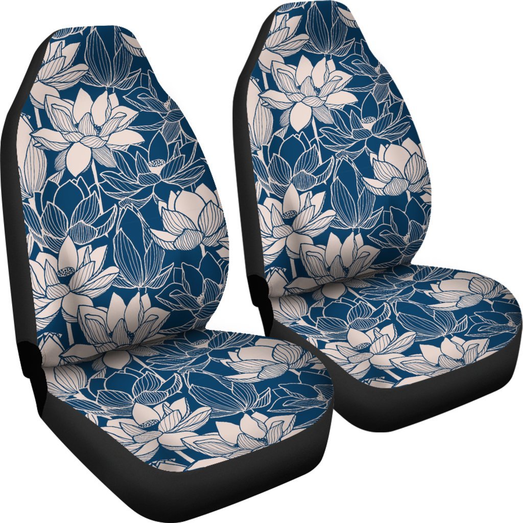 Lotus Print Pattern Universal Fit Car Seat Cover-grizzshop
