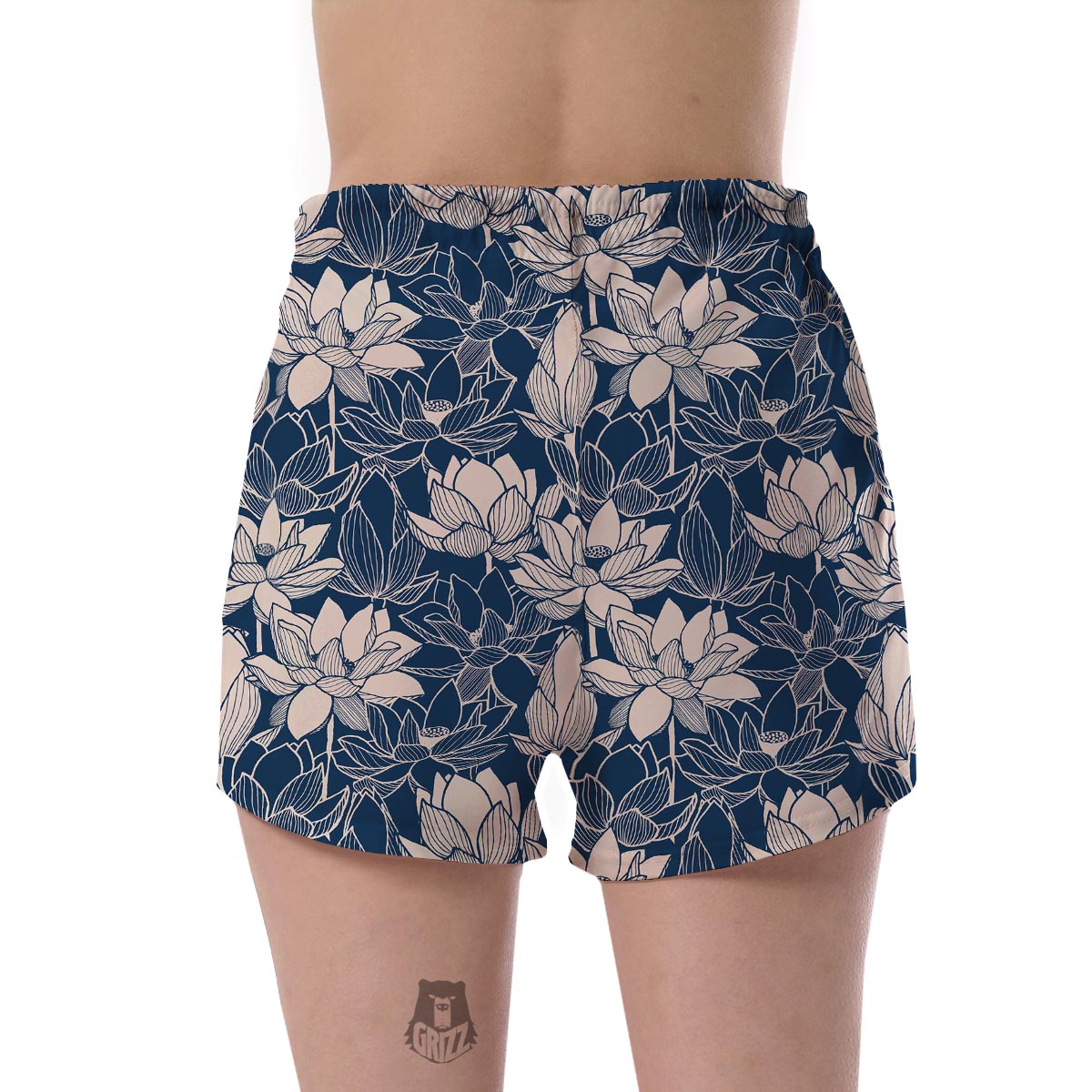 Lotus Print Pattern Women's Shorts-grizzshop