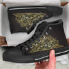 Lotus Spiritual Golden Print Black High Top Shoes-grizzshop