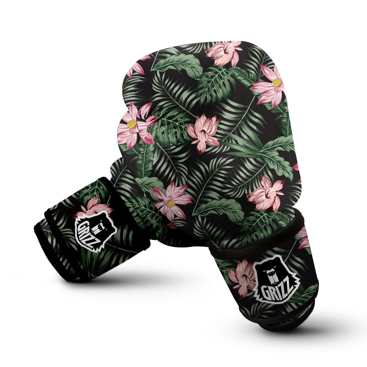 Lotus Tropical Print Pattern Boxing Gloves-grizzshop