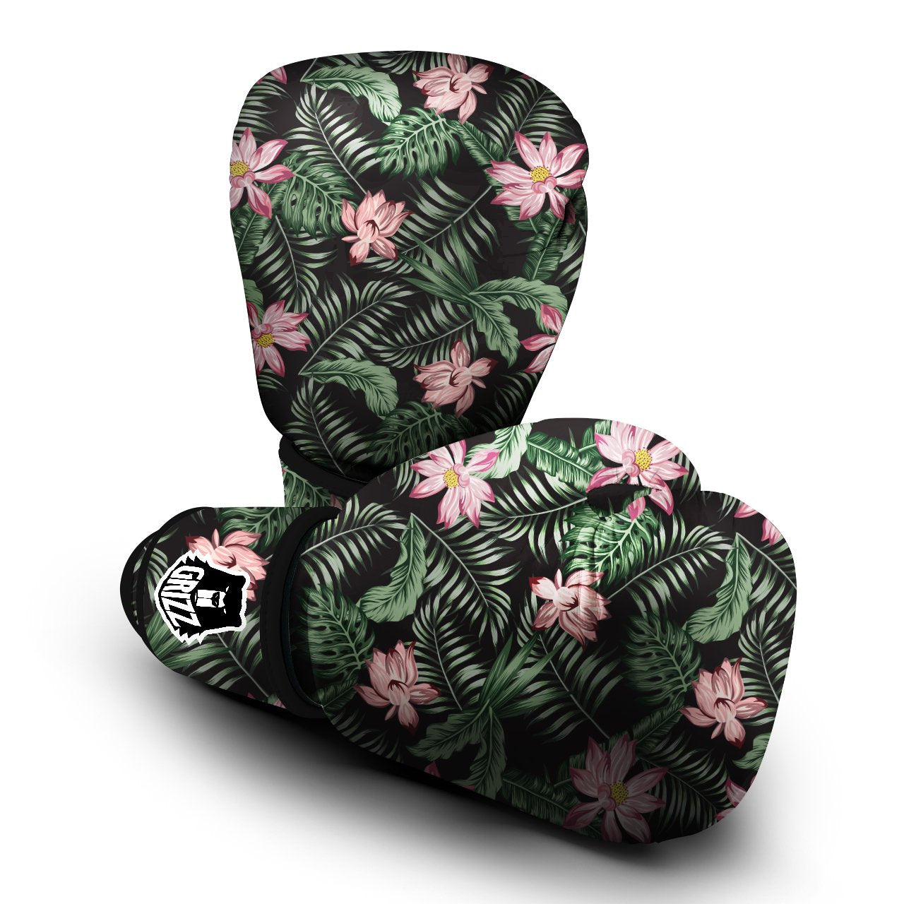 Lotus Tropical Print Pattern Boxing Gloves-grizzshop