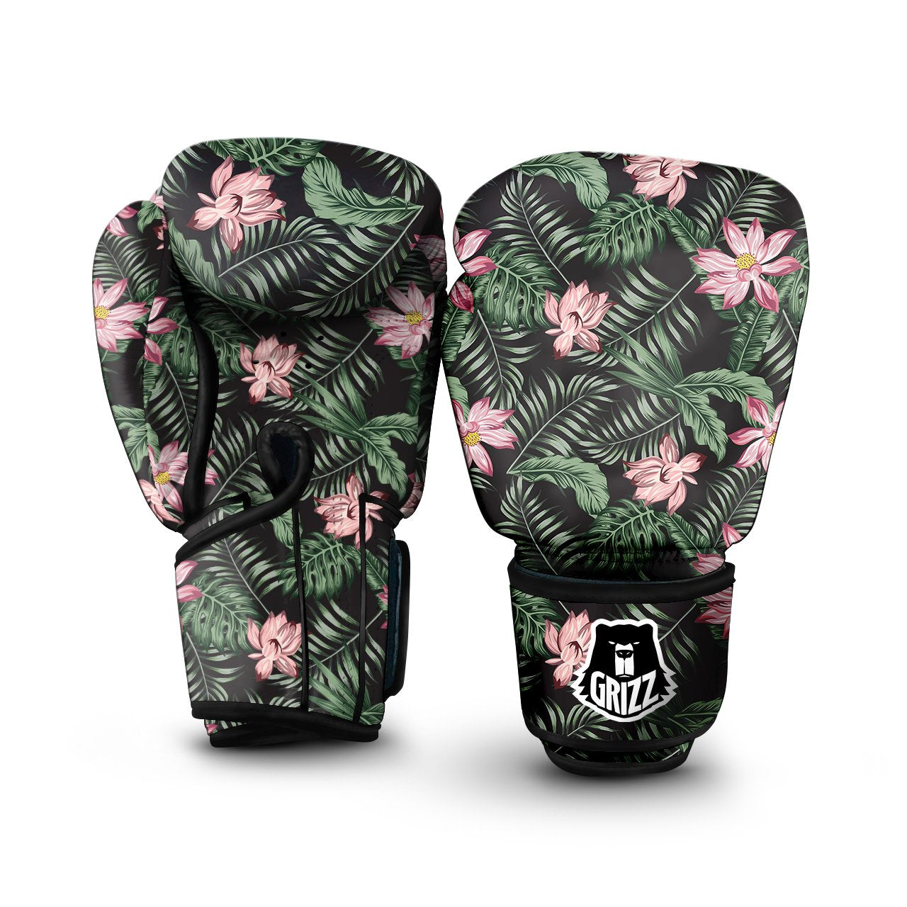 Lotus Tropical Print Pattern Boxing Gloves-grizzshop