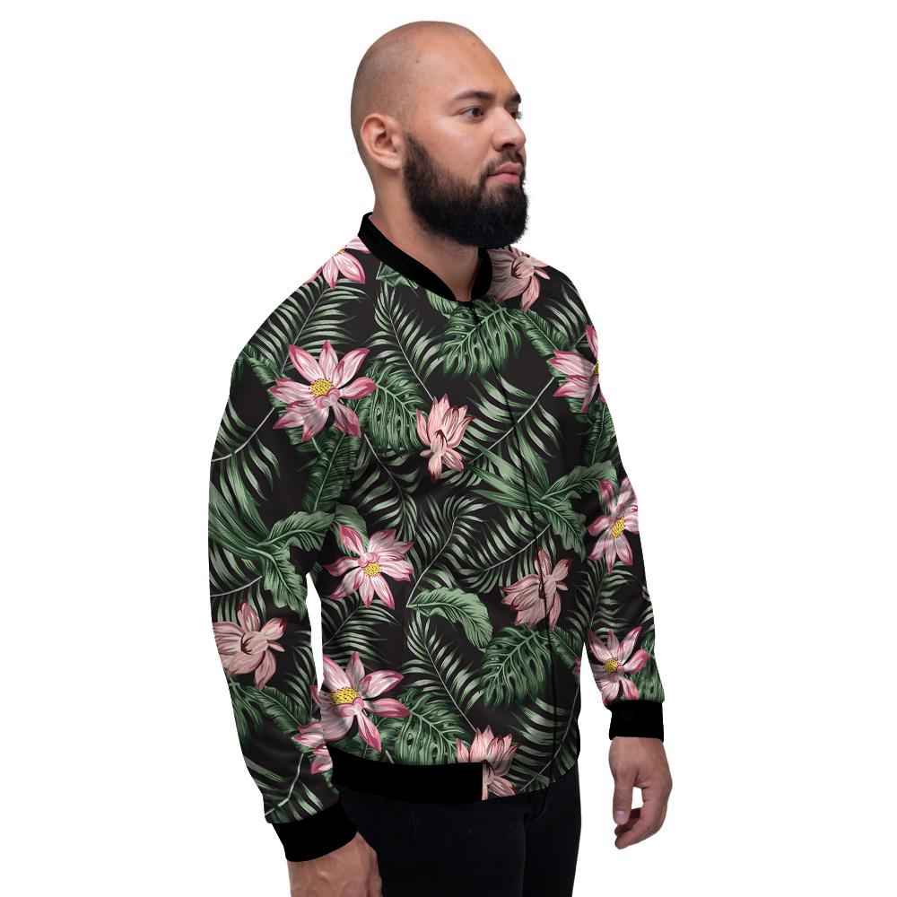 Lotus Tropical Print Pattern Men's Bomber Jacket-grizzshop