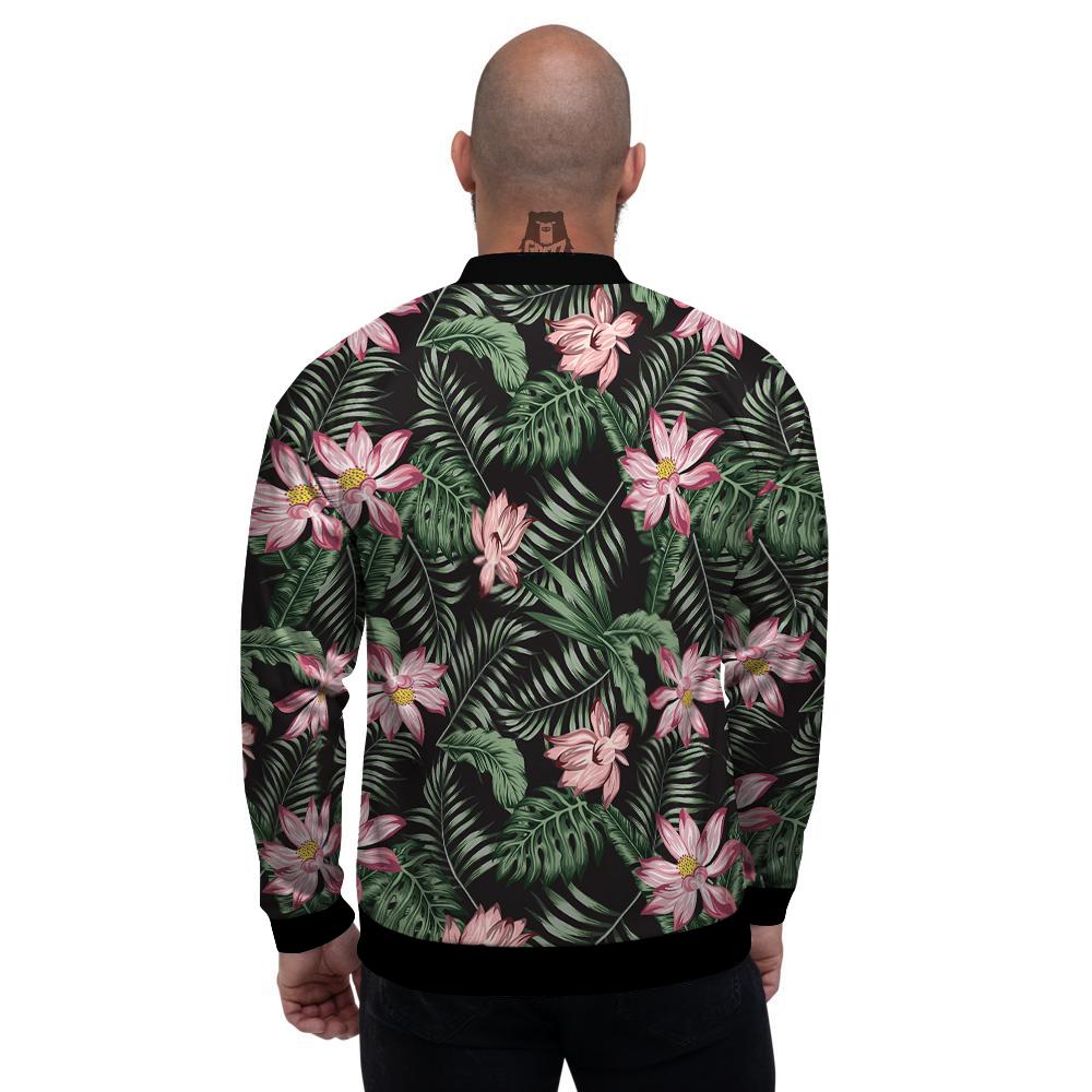 Lotus Tropical Print Pattern Men's Bomber Jacket-grizzshop