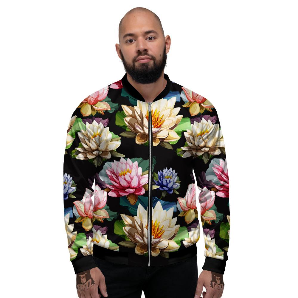 Lotus Vintage Print Pattern Men's Bomber Jacket-grizzshop
