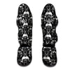 Lotus White And Black Print Pattern Muay Thai Shin Guards-grizzshop