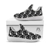 Lotus White And Black Print Pattern White Athletic Shoes-grizzshop