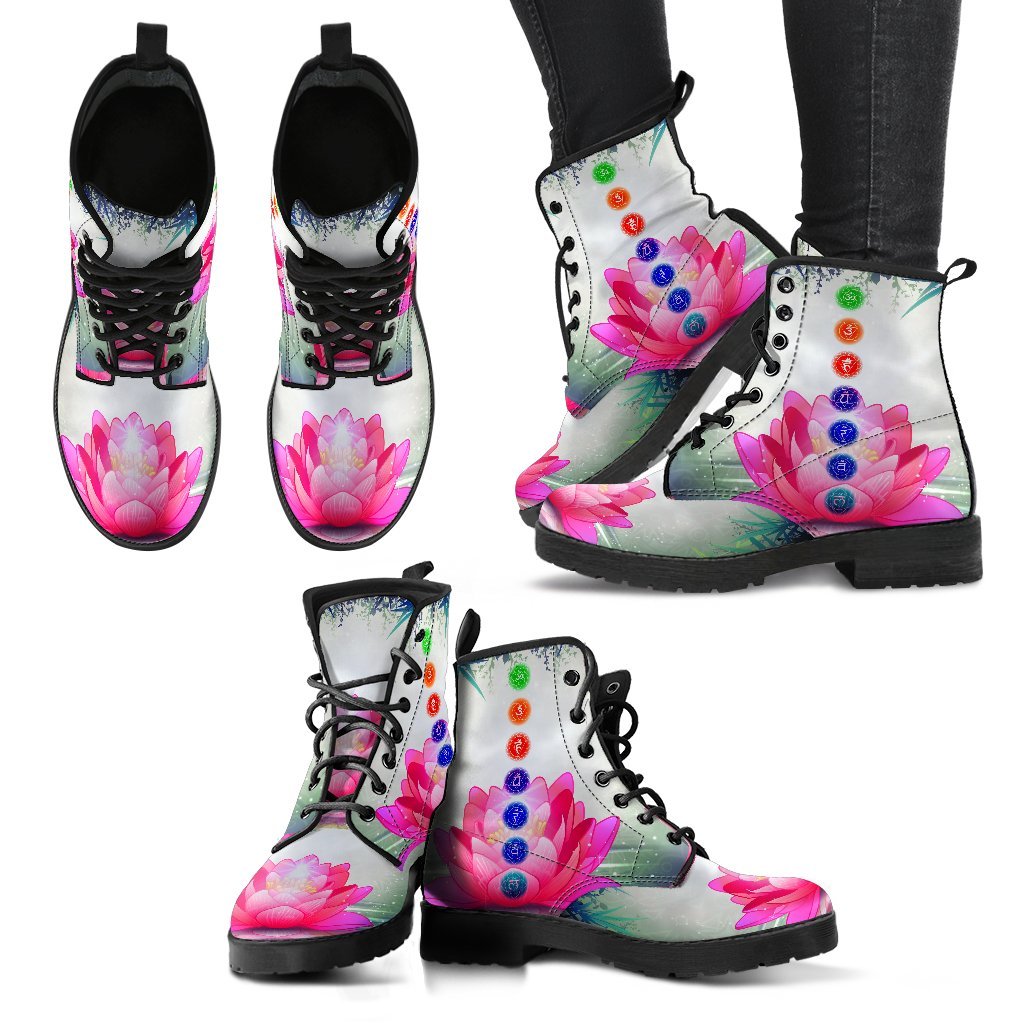 Lotus and Chakra Women's Leather Boots-grizzshop