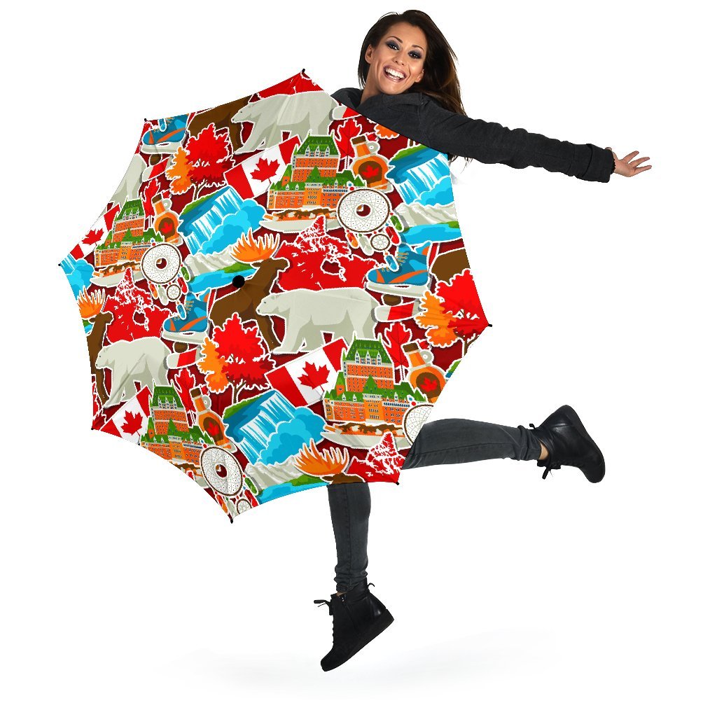 Love Canada Pattern Print Automatic Foldable Umbrella-grizzshop