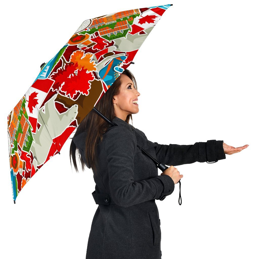 Love Canada Pattern Print Automatic Foldable Umbrella-grizzshop