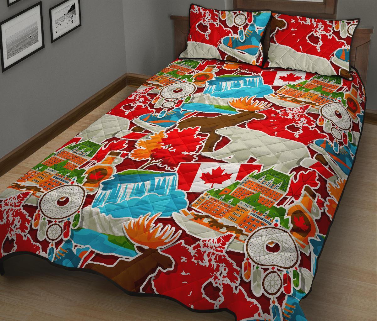 Love Canada Pattern Print Bed Set Quilt-grizzshop