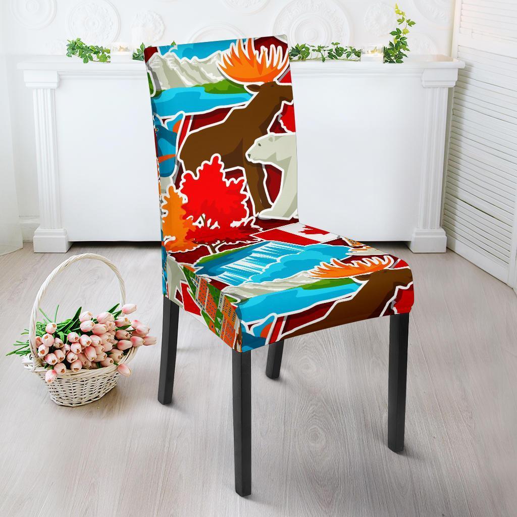 Love Canada Pattern Print Chair Cover-grizzshop