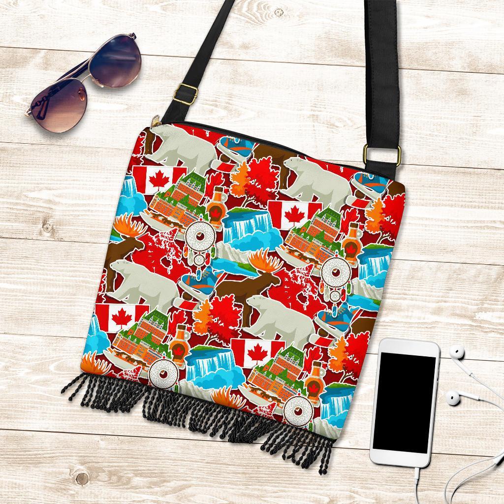 Love Canada Pattern Print Crossbody bags-grizzshop