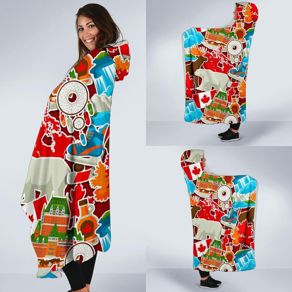 Love Canada Pattern Print Hooded Blanket-grizzshop