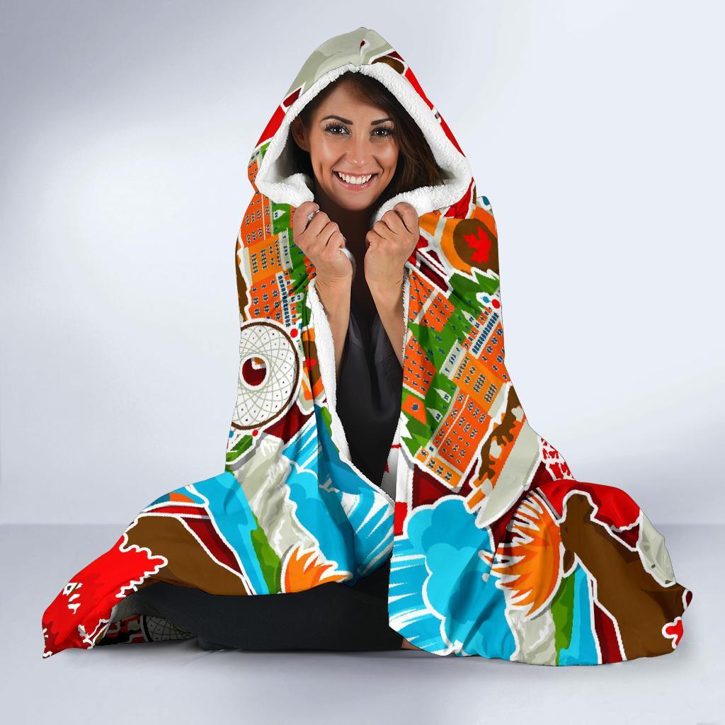 Love Canada Pattern Print Hooded Blanket-grizzshop