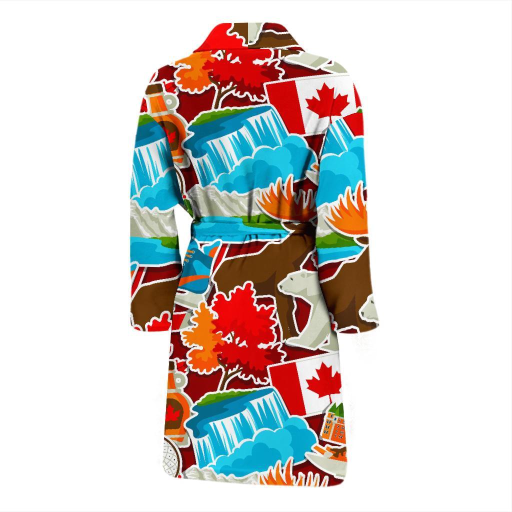 Love Canada Pattern Print Men Long Robe-grizzshop