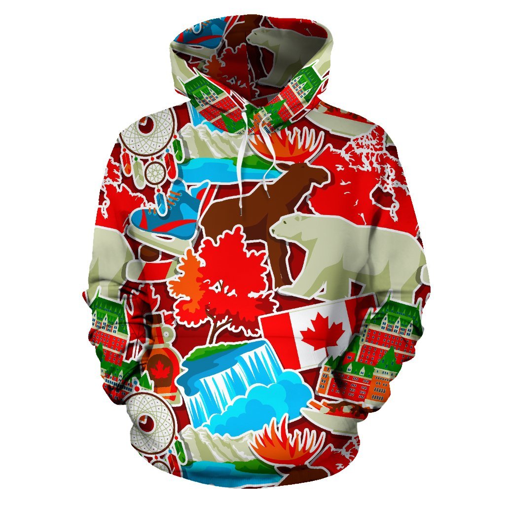 Love Canada Pattern Print Men Women Pullover Hoodie-grizzshop