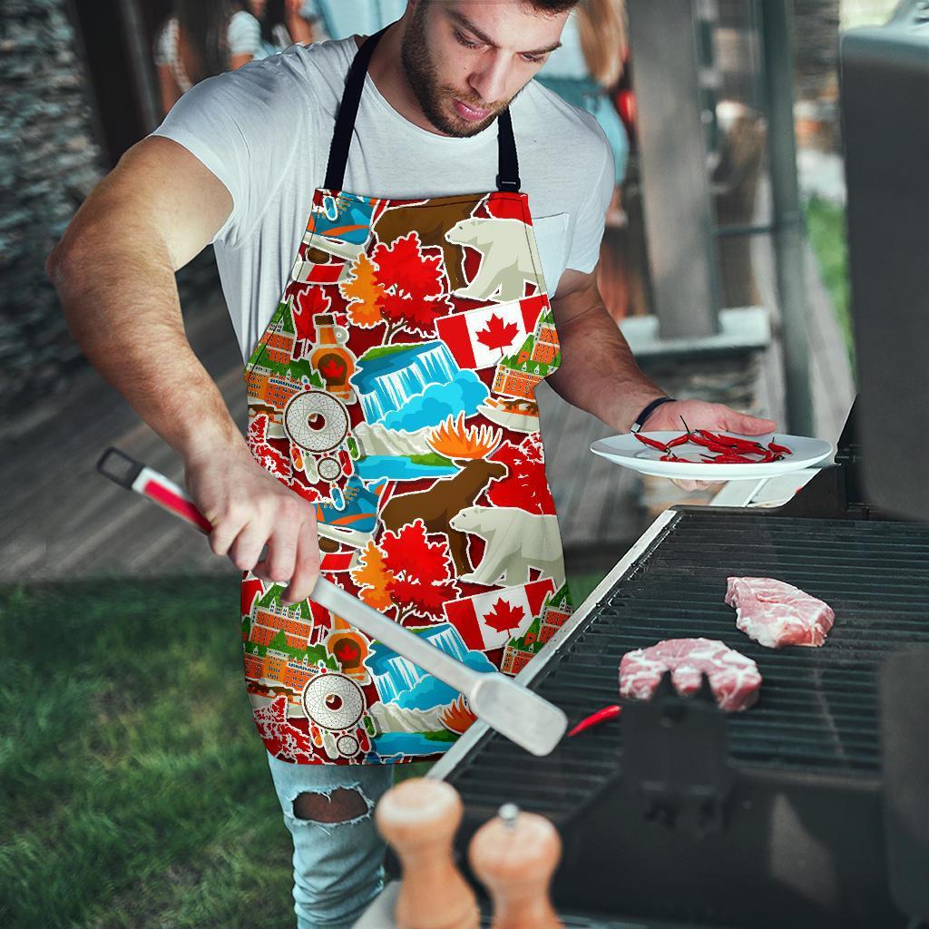 Love Canada Pattern Print Men's Apron-grizzshop