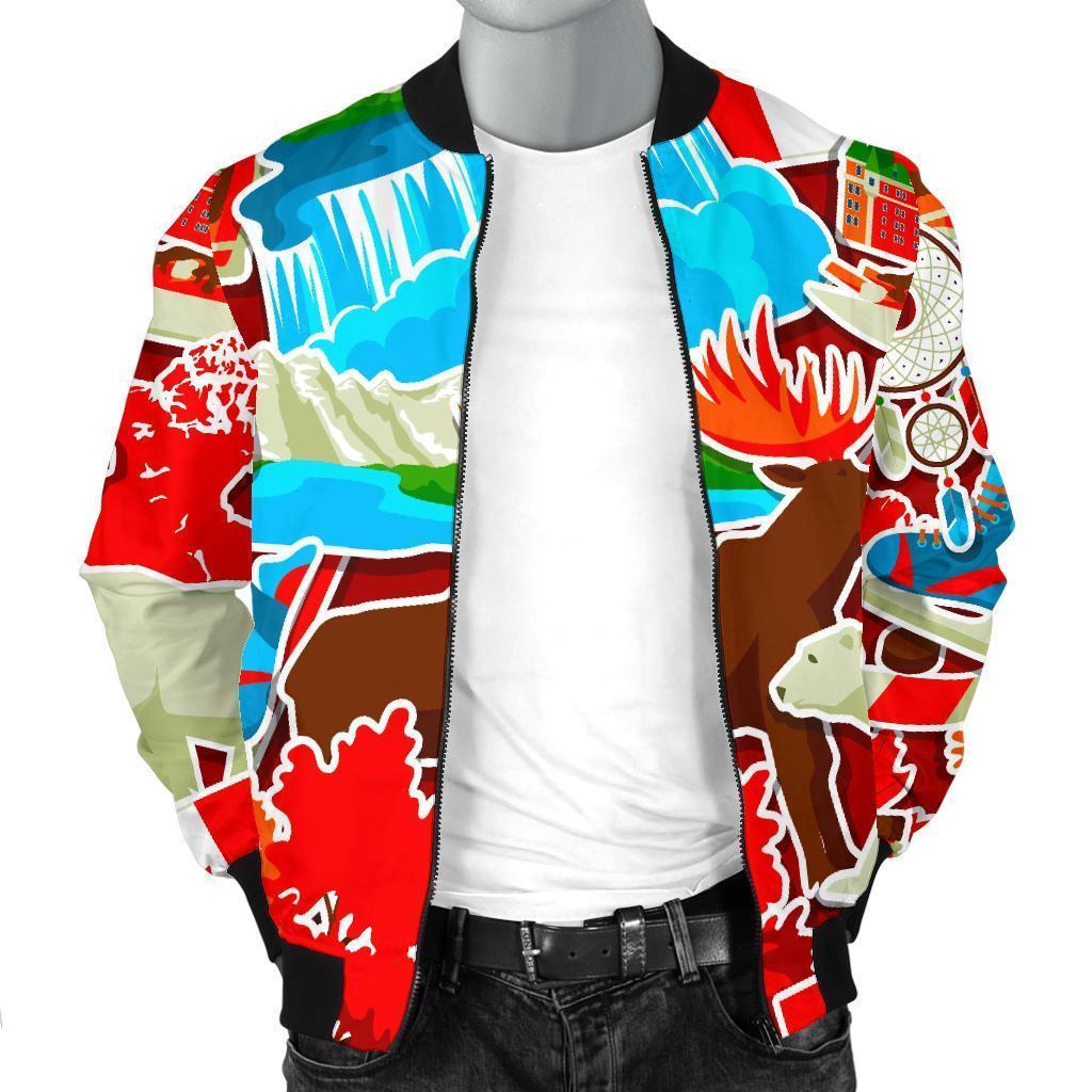 Love Canada Pattern Print Men's Bomber Jacket-grizzshop